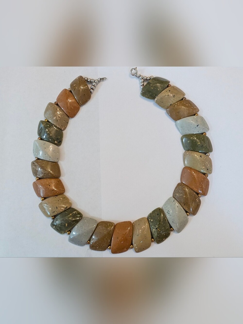 Picasso Jasper & Fancy Agate Rhombus Bead Statement Collar Necklace
